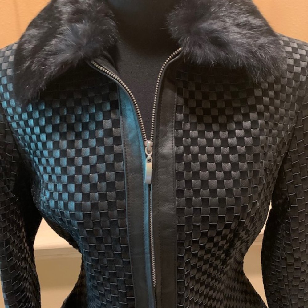 Marvin Richards Leather Jacket with Fur Collar